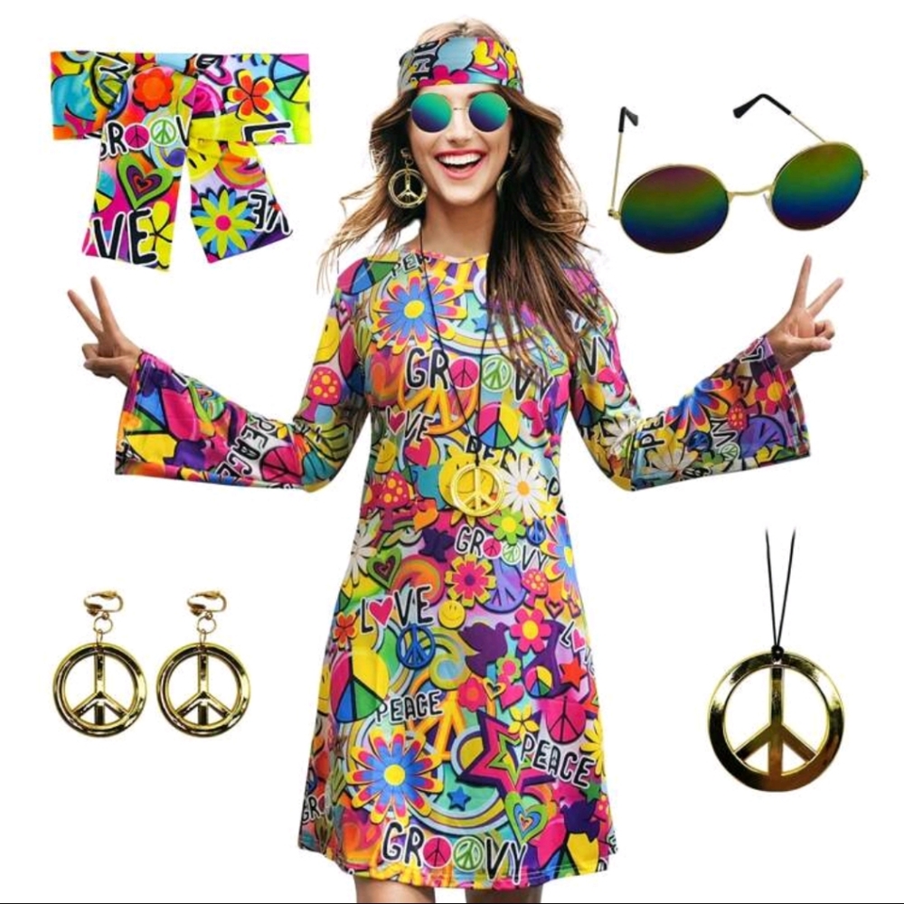Women's boho hippie 70s dress Kit